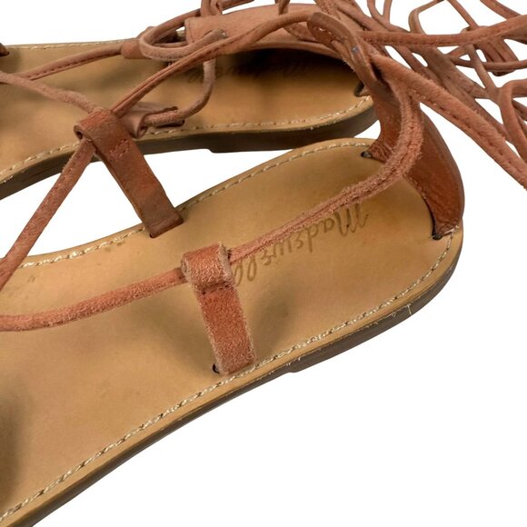 SIZE 9.5 Madewell The Boardwalk Tan Leather Strappy Gladiator Sandals - Picture 8 of 9